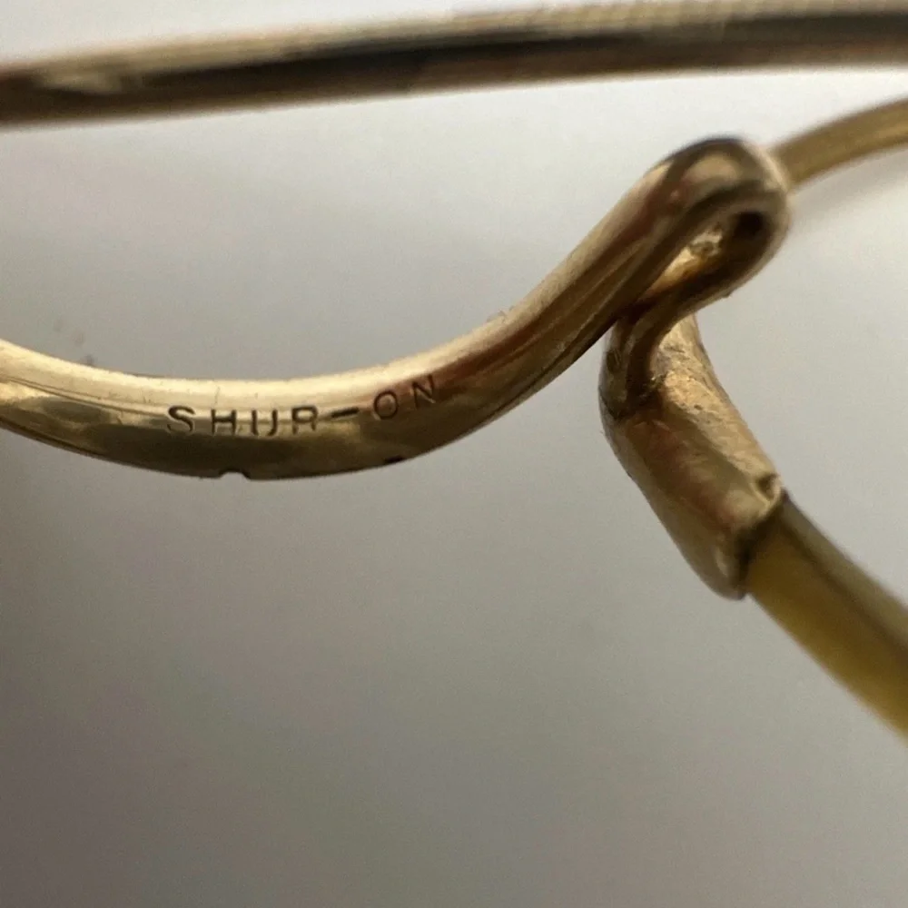 Antique Shuron Torty Celluloid Rim Eyeglasses Round Windsor Frames with Case